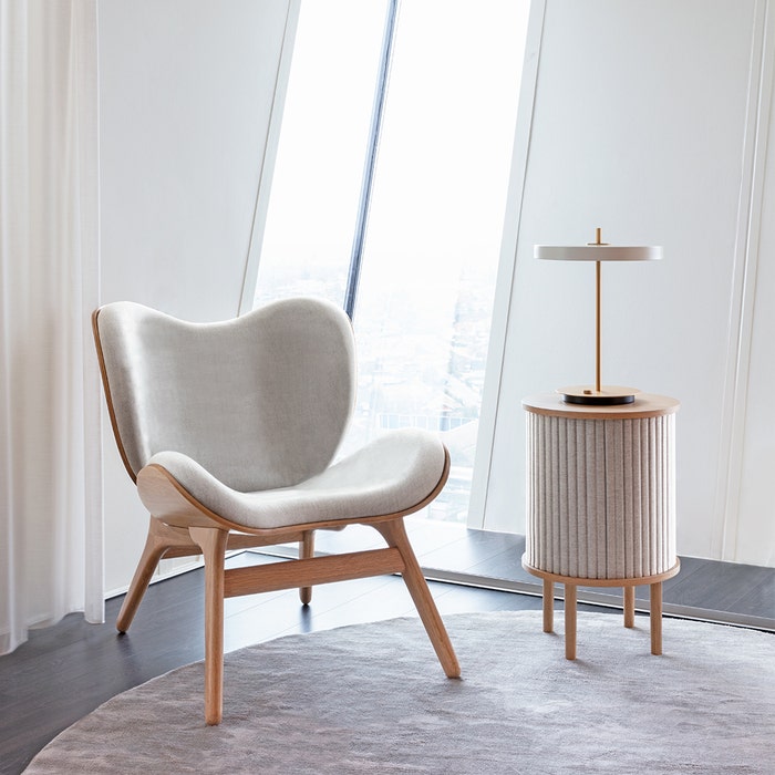 A Conversation Piece naturel houten fauteuil White Sands - design - fauteuil - stof - houten - beige - lounge - scandinavisch - eiken