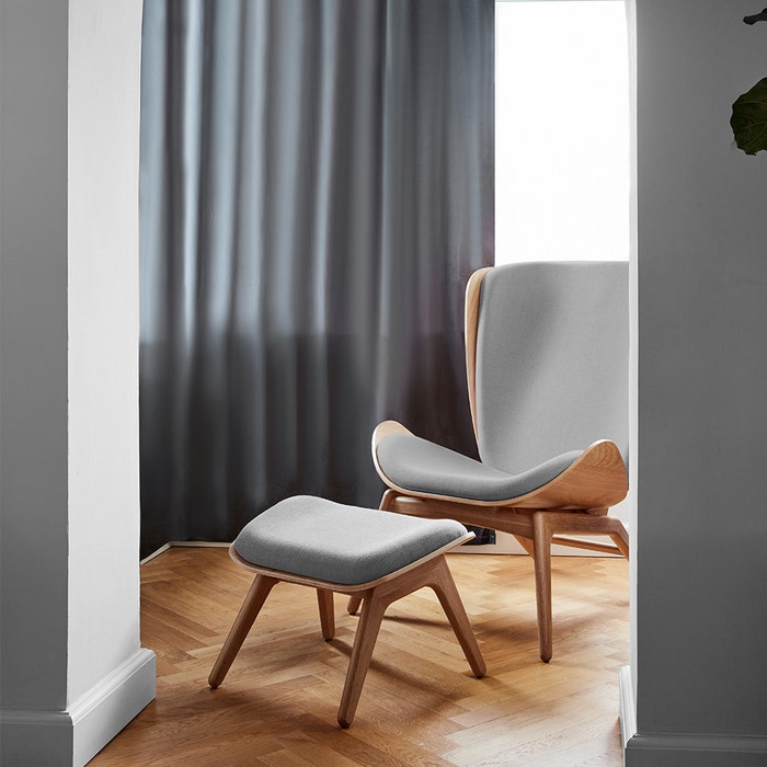The Reader houten fauteuil Sterling - design - stoel - stof - grijs - lounge - scandinavisch - eiken
