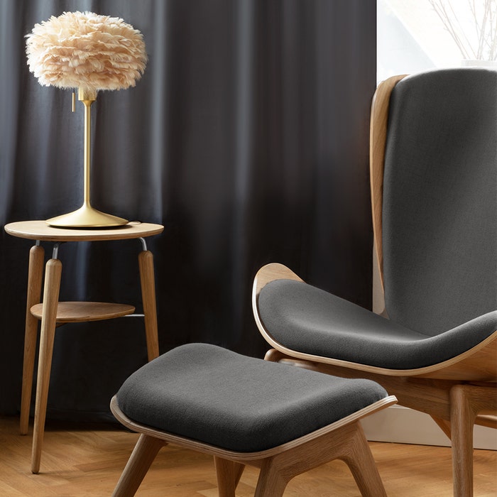 The Reader houten fauteuil Shadow - design - stoel - stof - houten - grijs - lounge - scandinavisch - eiken - donkergrijs
