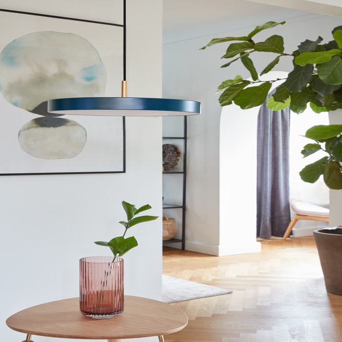 Asteria mini hanglamp petrol blue - met koordset - Ø31 cm - eettafel - slaapkamer - woonkamer - led - keuken - metaal - modern - blauw