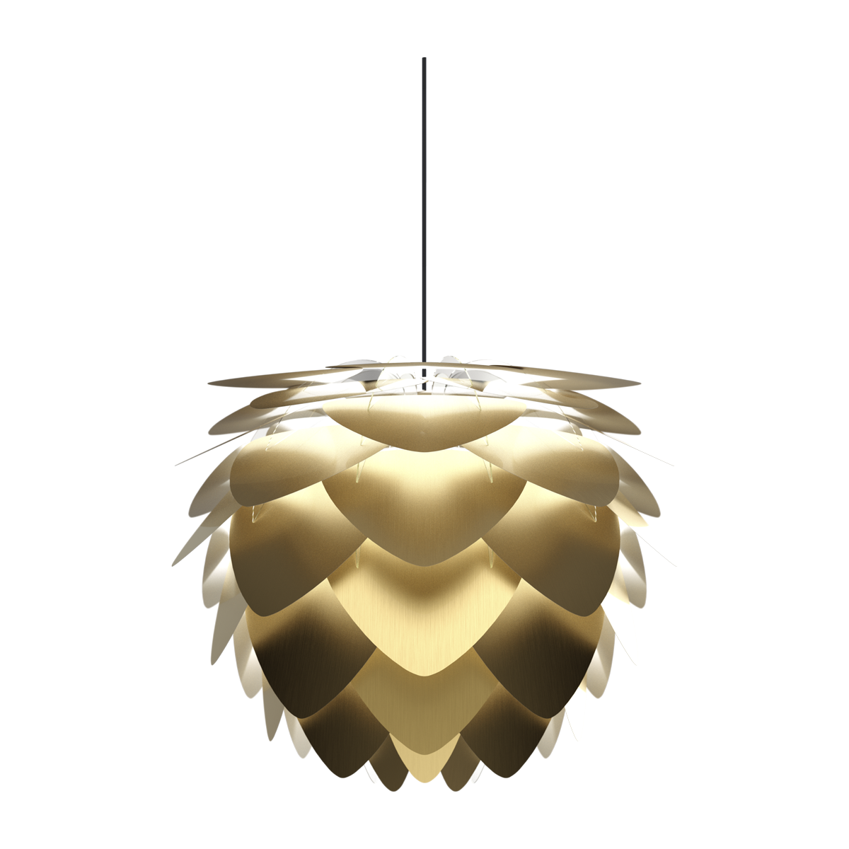 Aluvia Medium hanglamp brushed brass - met koordset zwart - Ø 59 cm