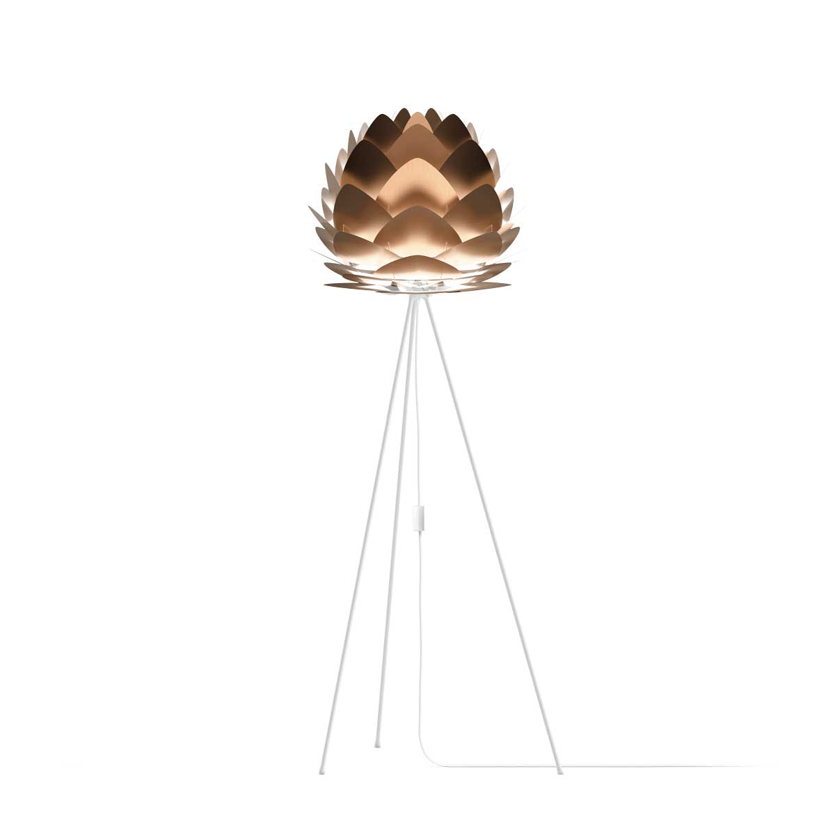 Aluvia Medium vloerlamp brushed bronze - met tripod wit - Ø 59 cm