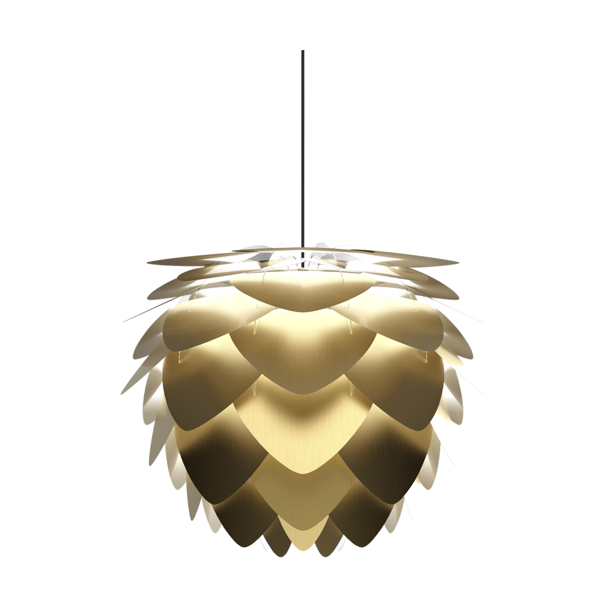 Aluvia Mini hanglamp brushed brass - met koordset zwart - Ø 40 cm