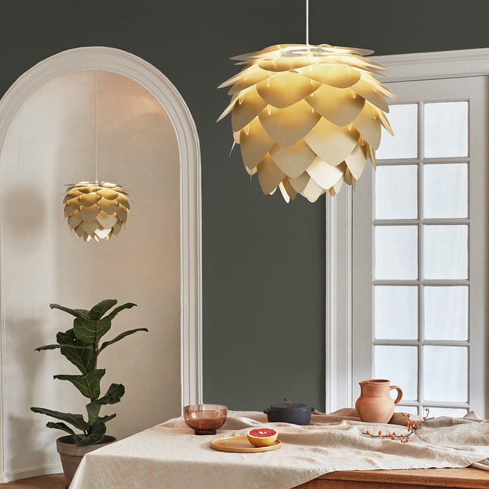 Aluvia Mini hanglamp brushed brass - met koordset zwart - Ø 40 cm 