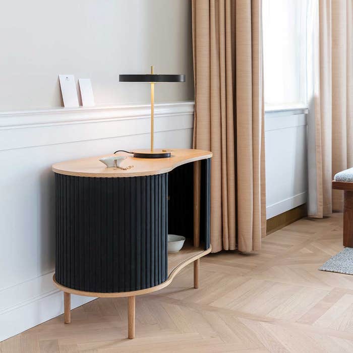 Asteria table black - Ø 31 x 41,5 cm - bureaulamp - zwart - batterij - oplaadbare - draadloze - design - klein - modern - led - dimbaar - zonder snoer - metaal - snoerloos