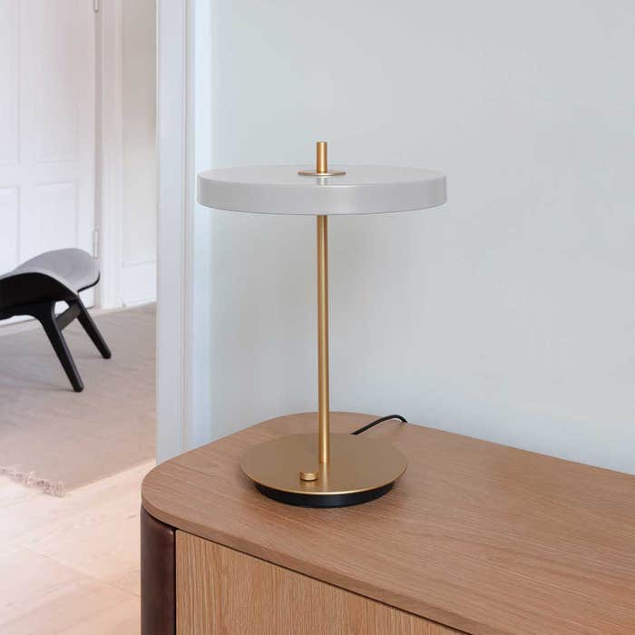 Asteria table nuance mist - Ø 31 x 41,5 cm - bureaulamp - batterij - oplaadbare - draadloze - design - modern - led - dimbaar - zonder snoer - metaal - snoerloos