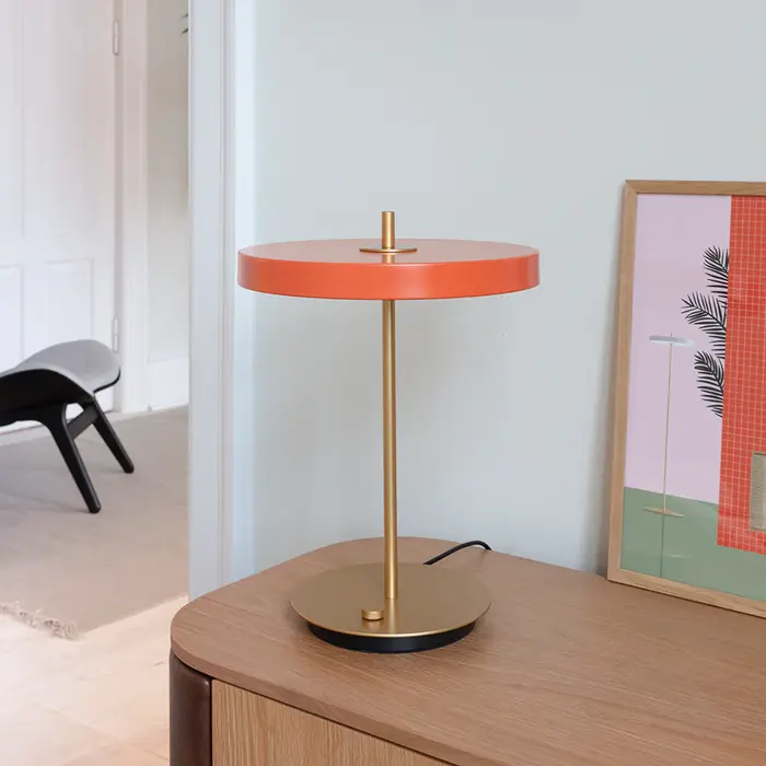 Asteria table nuance orange - Ø 31 x 41,5 cm - bureaulamp - batterij - oplaadbare - draadloze - design - modern - led - dimbaar - zonder snoer - metaal - snoerloos - goud - oranje