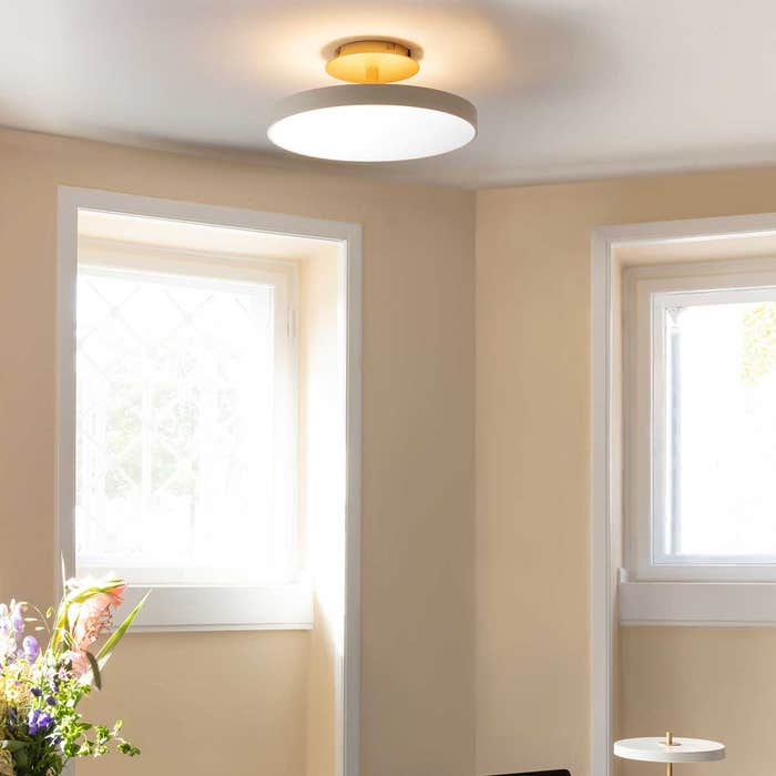 Asteria Up Medium plafondlamp pearl white - Ø 43 cm - plafonniere - woonkamer - led - slaapkamer - goud - wit - keuken - moderne - dimbaar - gang