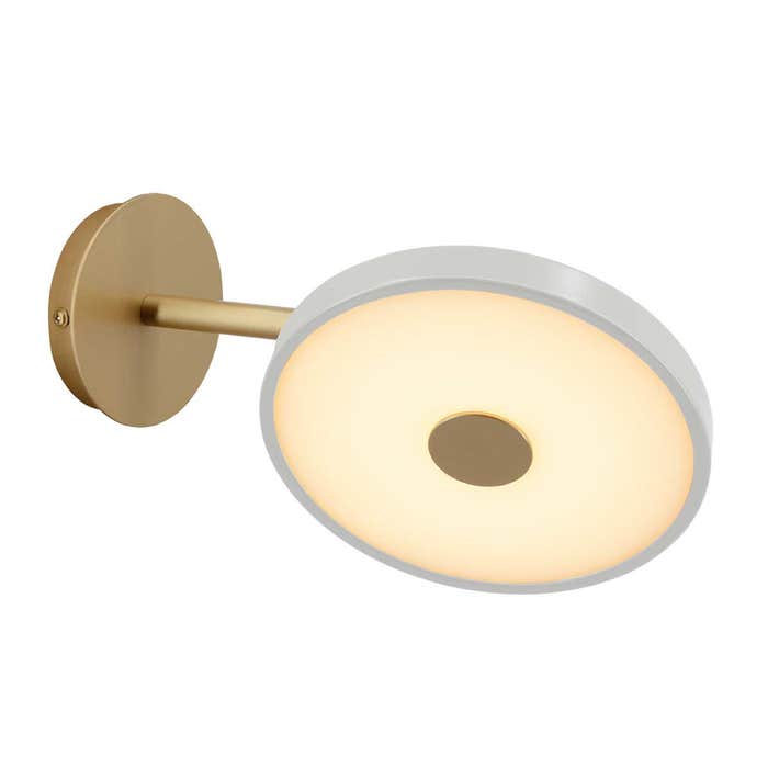 Asteria Wall Short wandlamp nuance mist - muurlamp - binnen - slaapkamer - goud - design - woonkamer - messing - dimbaar - verstelbaar - grijs - lichtgrijs