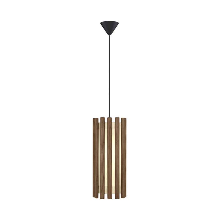Komorebi Mini lampenkap dark oak - Ø 11 cm - beige - klein - voor hanglamp - cilinder - stof - eiken - hout - bruin