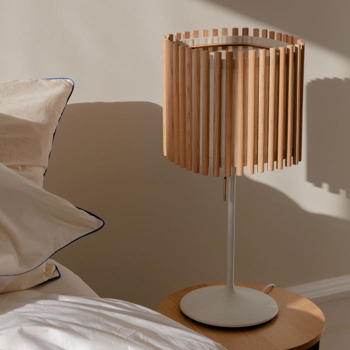 Komorebi Medium lampenkap natural oak - Ø 29 cm - beige - voor hanglamp - stof - eiken - hout - lichtbruin