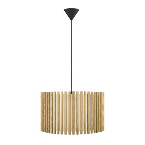 Komorebi Large hanglamp natural oak - met koordset zwart - Ø 45 cm
