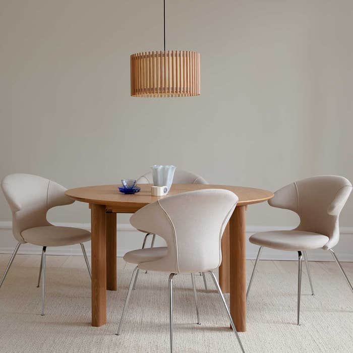 Komorebi Large hanglamp natural oak - met koordset zwart - Ø 45 cm - eettafel - hout - woonkamer - keuken - groot - scandinavische - design