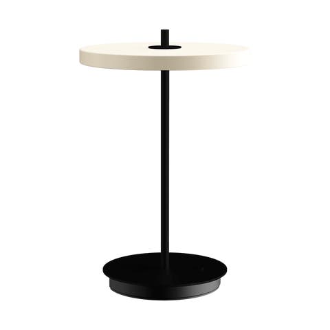Asteria Move tafellamp pearl white met zwarte voet - Ø 20 x 31 cm