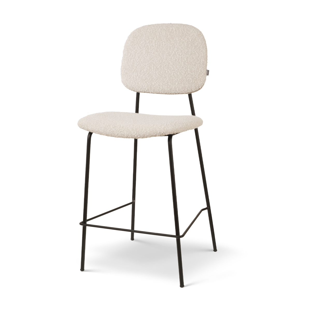 Jasmijn barkruk bouclé beige - zwart onderstel - 65 cm