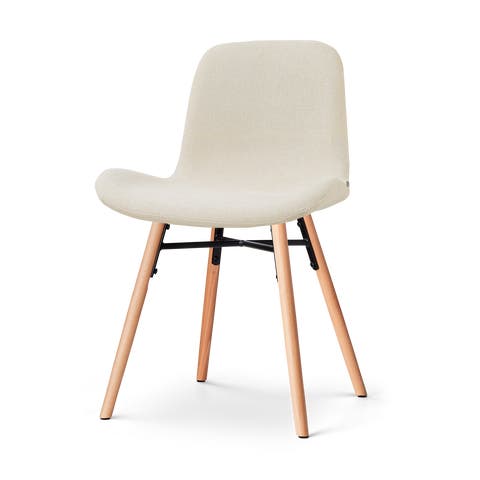 Nena-Fé eetkamerstoel cottonbeige - houten onderstel