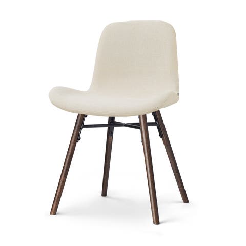 Nena-Fé eetkamerstoel cottonbeige - walnoot houten onderstel