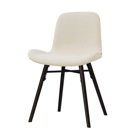 Nena-Fé eetkamerstoel cottonbeige - zwart houten onderstel