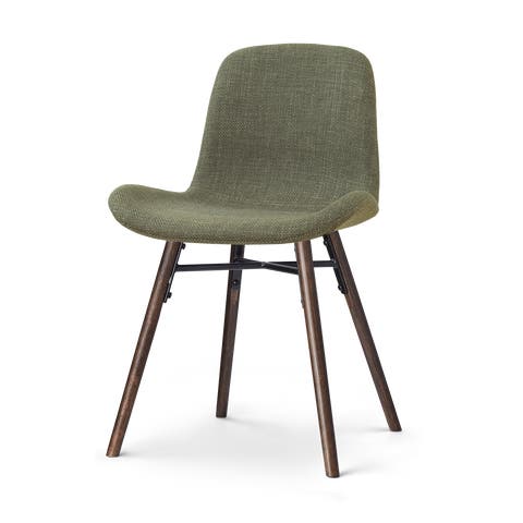Nena-Fé eetkamerstoel forestgroen - walnoot houten onderstel