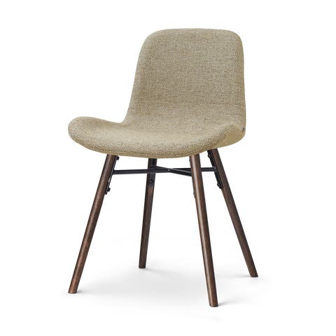 Nena-Fé eetkamerstoel taupe melange - walnoot houten onderstel