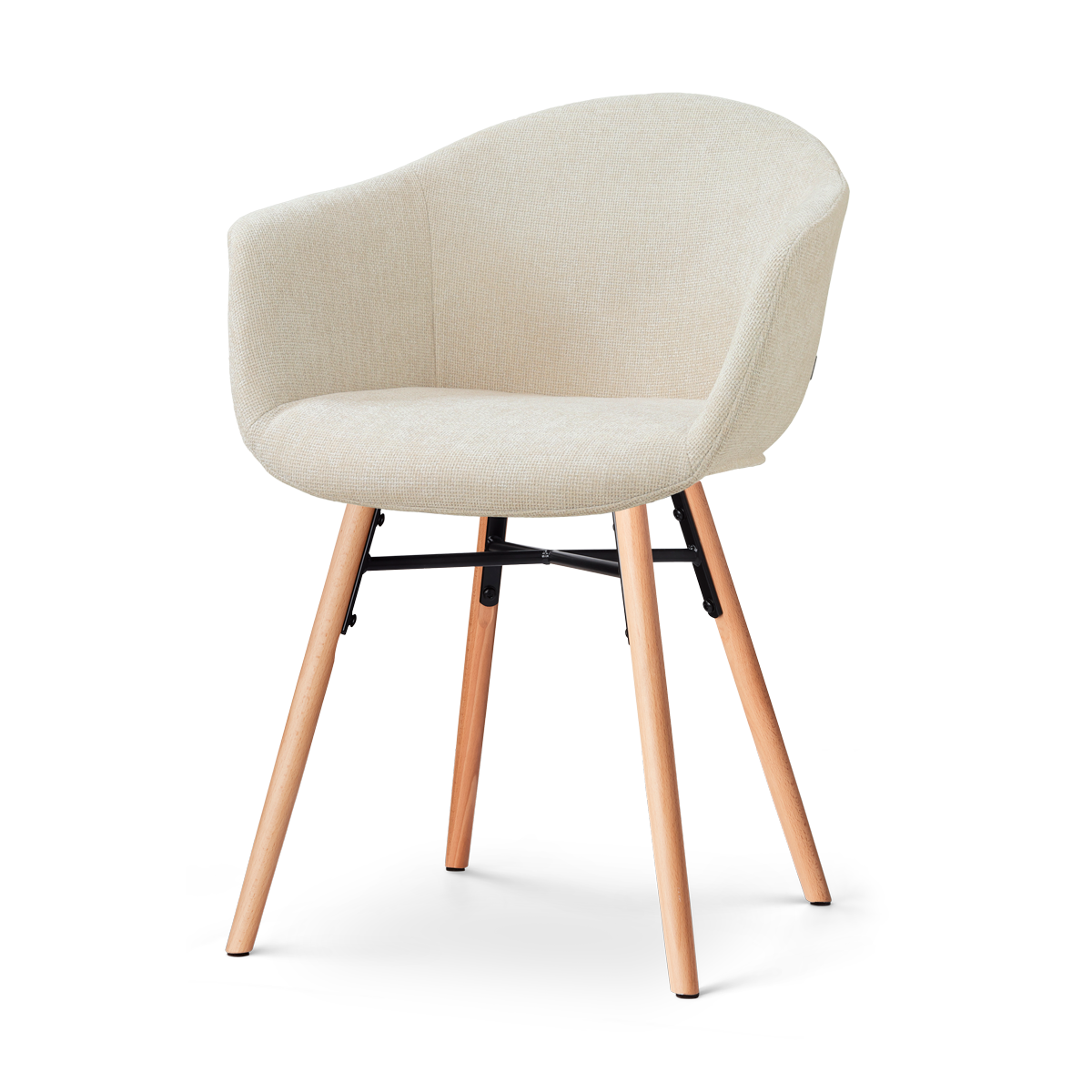 Nena-Otis eetkamerstoel cottonbeige - houten onderstel