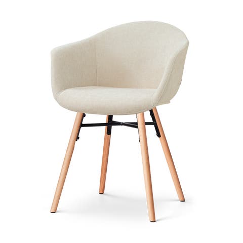 Nena-Otis eetkamerstoel cottonbeige - houten onderstel