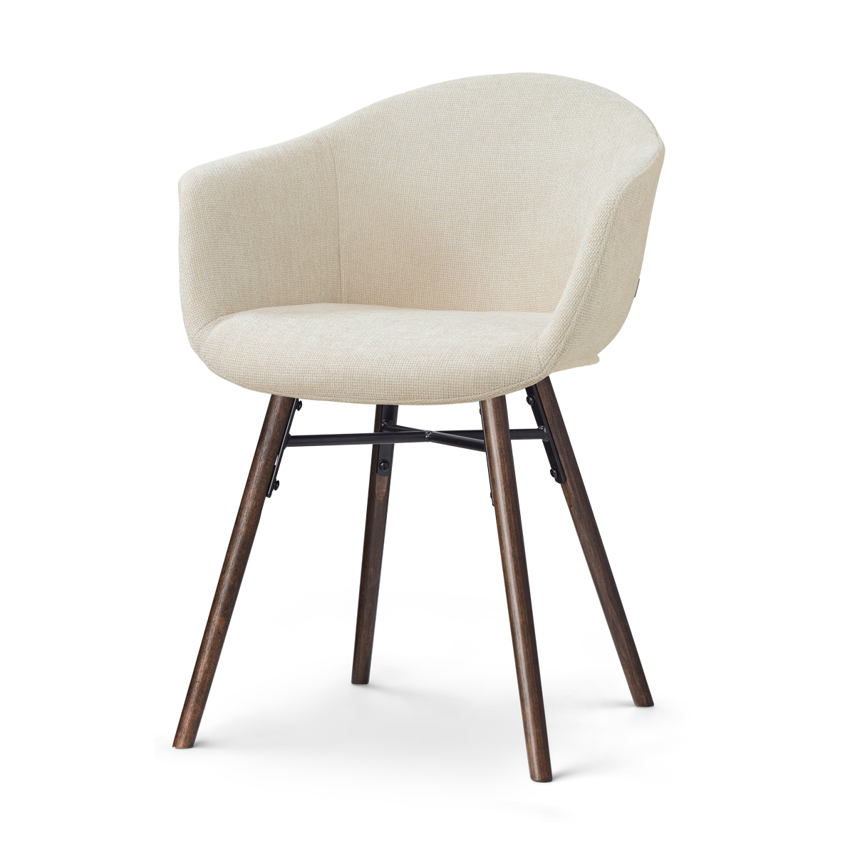 Nena-Otis eetkamerstoel cottonbeige - walnoot houten onderstel