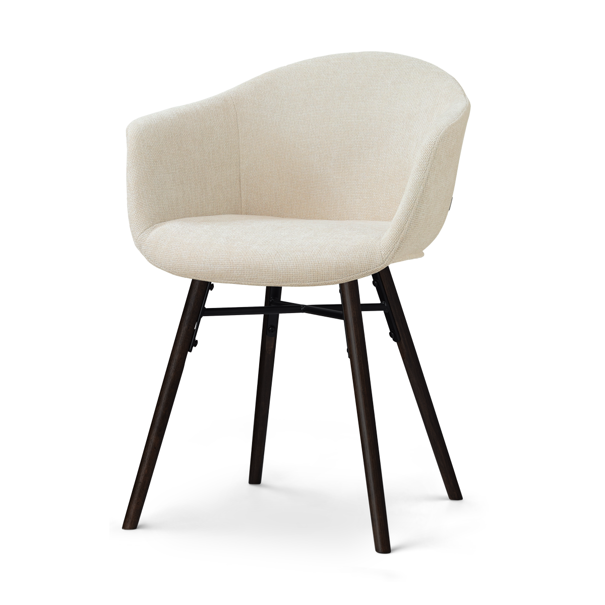 Nena-Otis eetkamerstoel cottonbeige - zwart houten onderstel