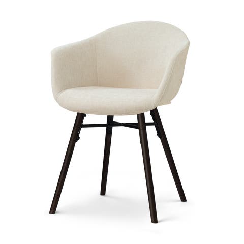 Nena-Otis eetkamerstoel cottonbeige - zwart houten onderstel