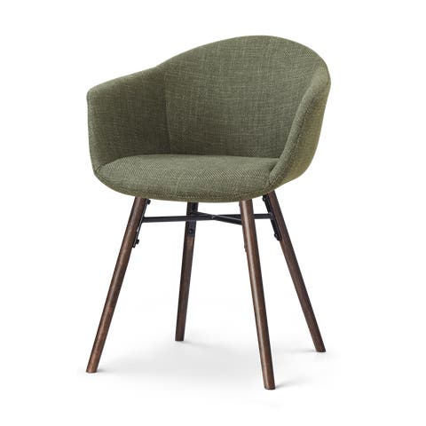 Nena-Otis eetkamerstoel forestgroen - walnoot houten onderstel