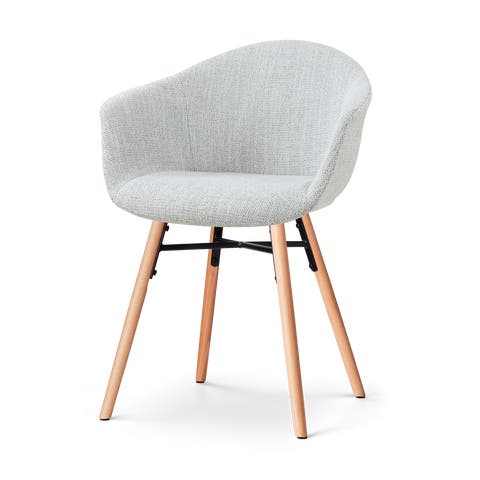 Nena-Otis eetkamerstoel grijs melange - houten onderstel