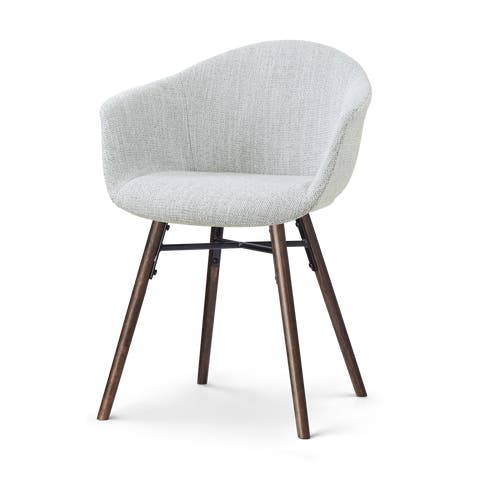 Nena-Otis eetkamerstoel grijs melange - walnoot houten onderstel