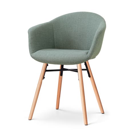 Nena-Otis eetkamerstoel saliegroen - houten onderstel