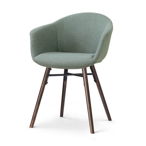 Nena-Otis eetkamerstoel saliegroen - walnoot houten onderstel