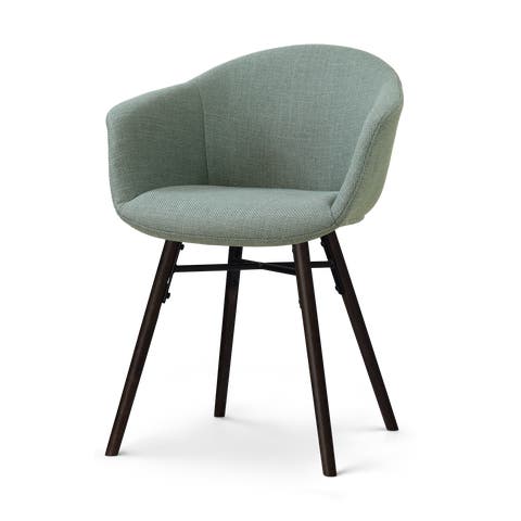 Nena-Otis eetkamerstoel saliegroen - zwart houten onderstel