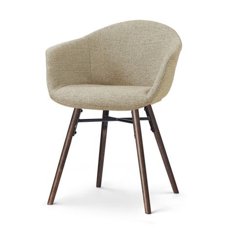 Nena-Otis eetkamerstoel taupe melange - walnoot houten onderstel