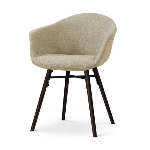 Nena-Otis eetkamerstoel taupe melange - zwart houten onderstel