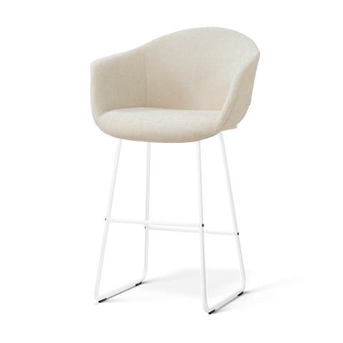 Nino-Otis barkruk cottonbeige - wit onderstel - 75 cm