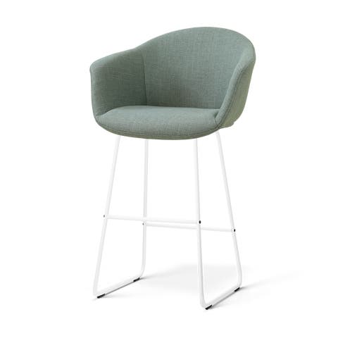 Nino-Otis barkruk saliegroen - wit onderstel - 75 cm