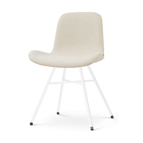 Noa-Fé eetkamerstoel cottonbeige - wit onderstel