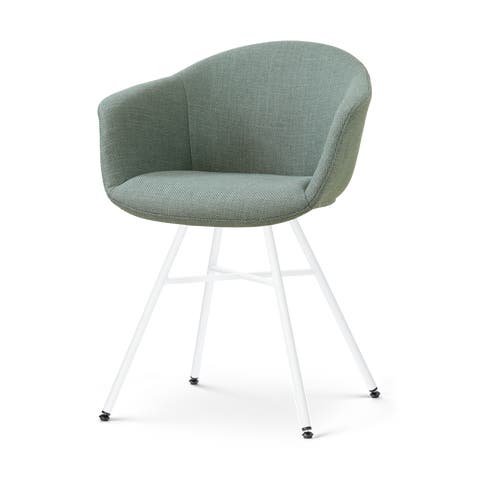 Noa-Otis eetkamerstoel saliegroen - wit onderstel