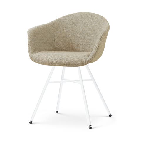 Noa-Otis eetkamerstoel taupe melange - wit onderstel