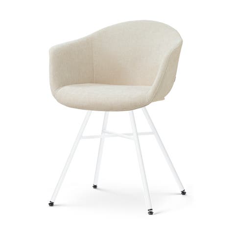 Noa-Otis eetkamerstoel cottonbeige - wit onderstel