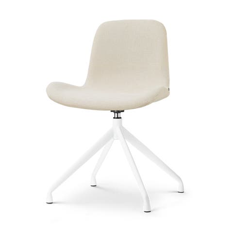 Nola-Fé draaibare eetkamerstoel cottonbeige - wit onderstel