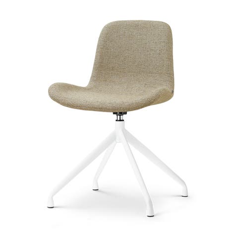 Nola-Fé draaibare eetkamerstoel taupe melange - wit onderstel