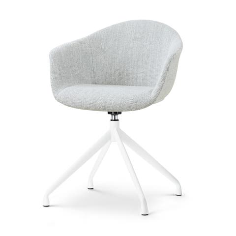Nola-Otis draaibare eetkamerstoel grijs melange - wit onderstel