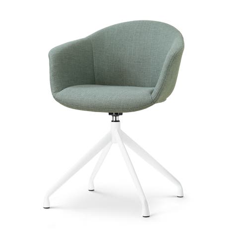 Nola-Otis draaibare eetkamerstoel saliegroen - wit onderstel
