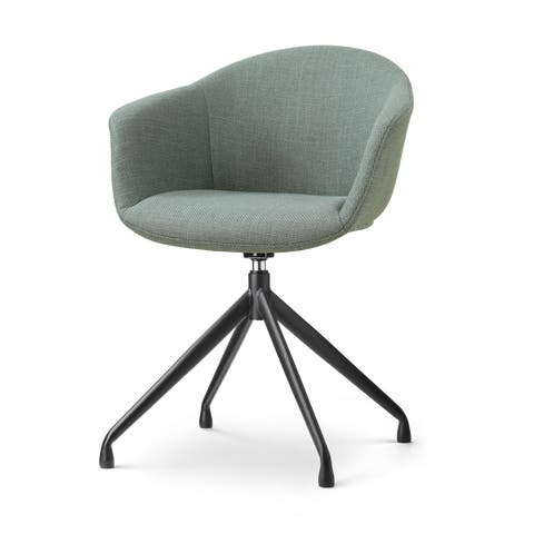 Nola-Otis draaibare eetkamerstoel saliegroen - zwart onderstel