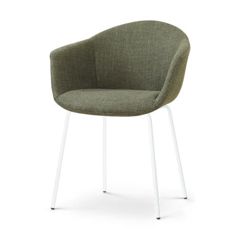 Nora-Otis eetkamerstoel forestgroen - wit onderstel