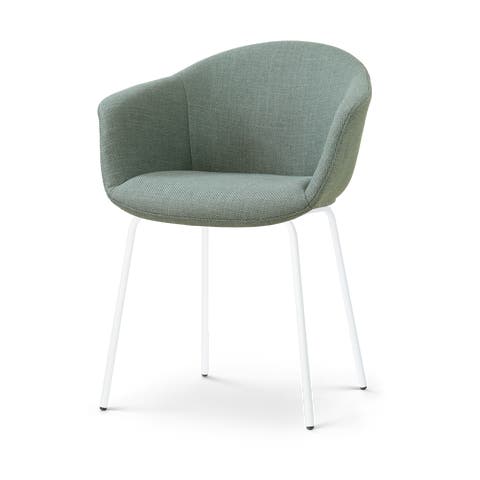 Nora-Otis eetkamerstoel saliegroen - wit onderstel